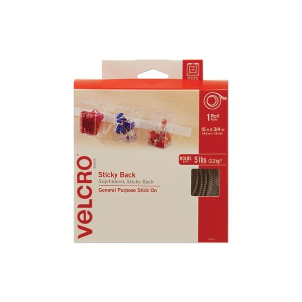 Velcro Brand Velcro, STICKY-BACK FASTENERS WITH DISPENSER, REMOVABLE ADHESIVE, 0.75in X 15 FT, WHITE 90082 - main